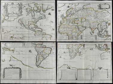Du Val - Map of the World (In Four Double Page Sheets) [Carte Universelle du Monde]