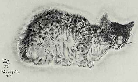 Foujita, Rare - Domestic Cat Illustration: Sappho