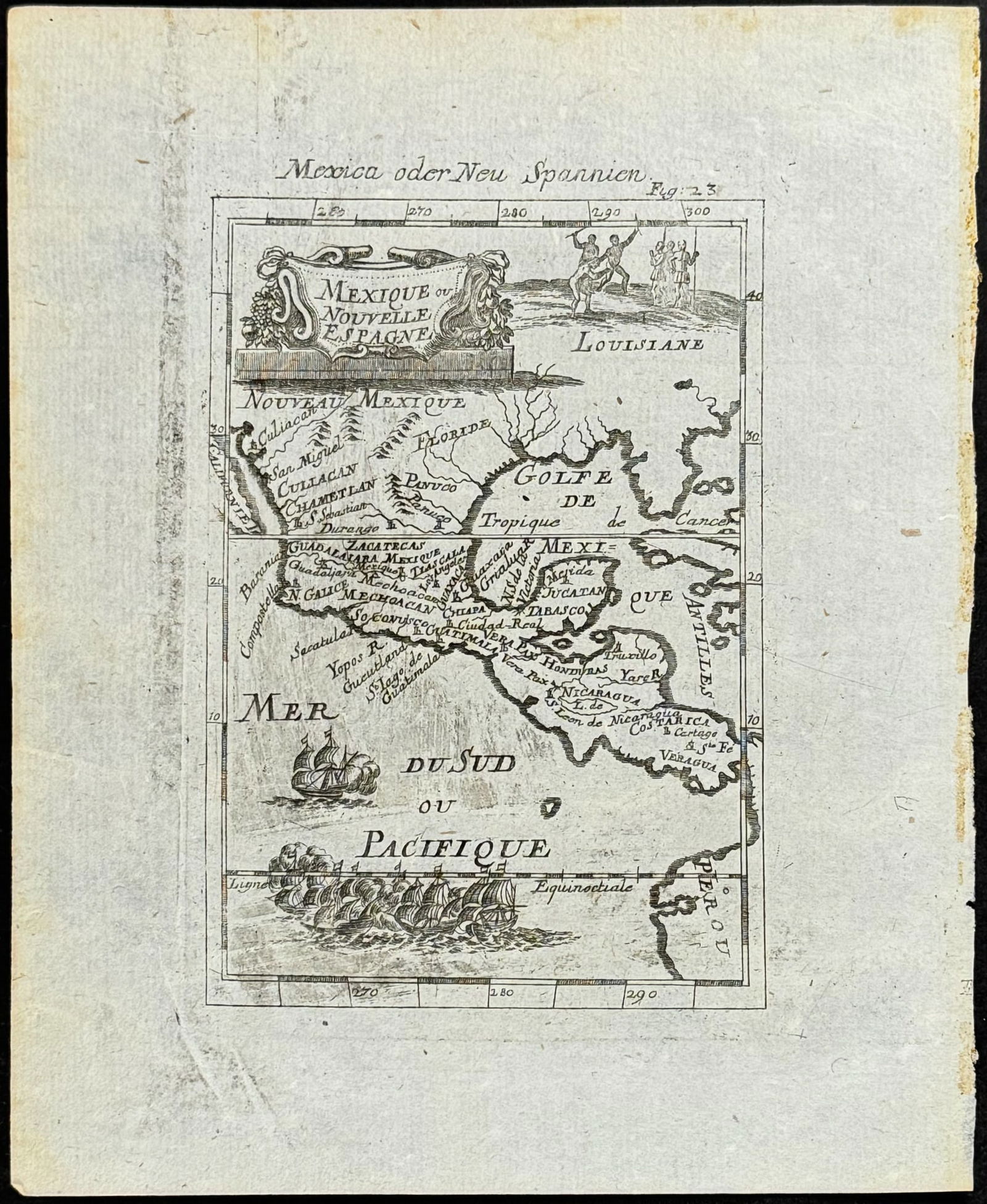 Mallet - Map of Mexico, New Spain with Florida and Louisiana named but not placed correctly. (1 of 1)