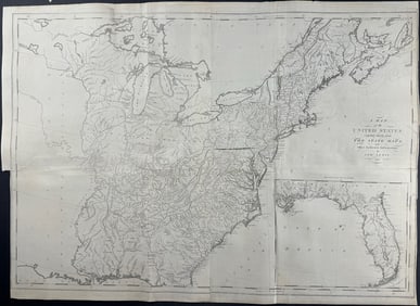 Carey, pub. 1800 - Scarce, One of Earliest Wall Maps of US: A Map of the United States compiled