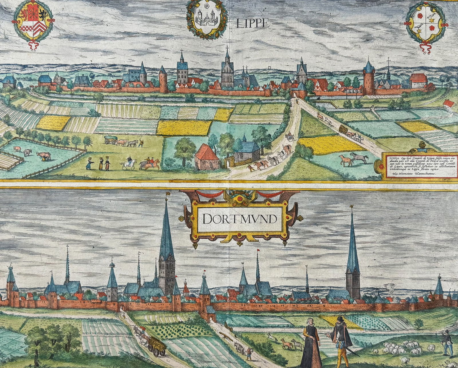 Braun & Hogenberg, pub. 1575 - Views of Germany: Dortmund and Lippstadt (1 of 2)