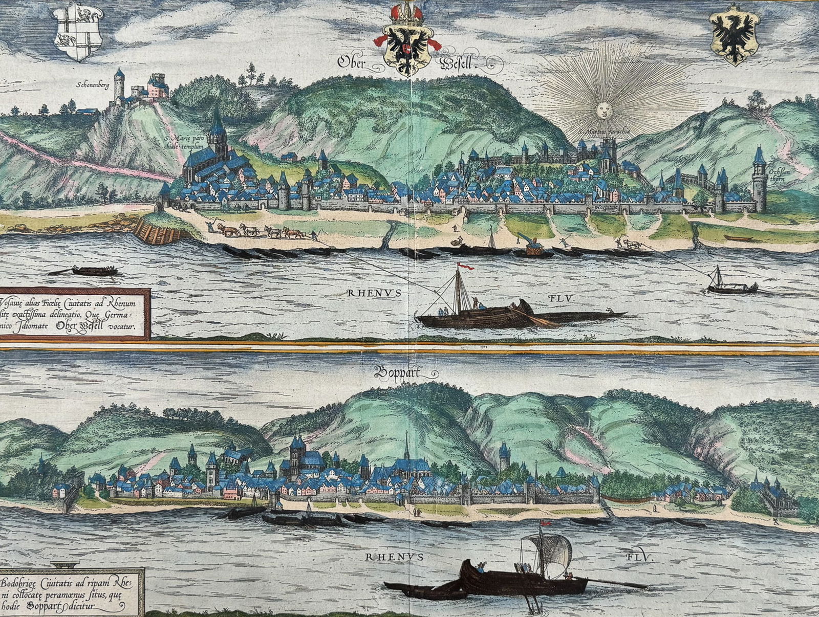 Braun & Hogenberg, pub. 1575 - Views of Germany: Oberwesel and Boppard (1 of 2)