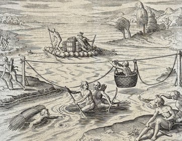 Gottfried - Peruvian Rope Bridge, Indians Crossing a River