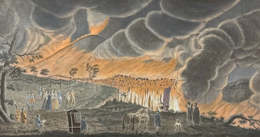 Hamilton & Fabris - A Night view of a current of lava, that ran from Mount Vesuvius towards Relina,