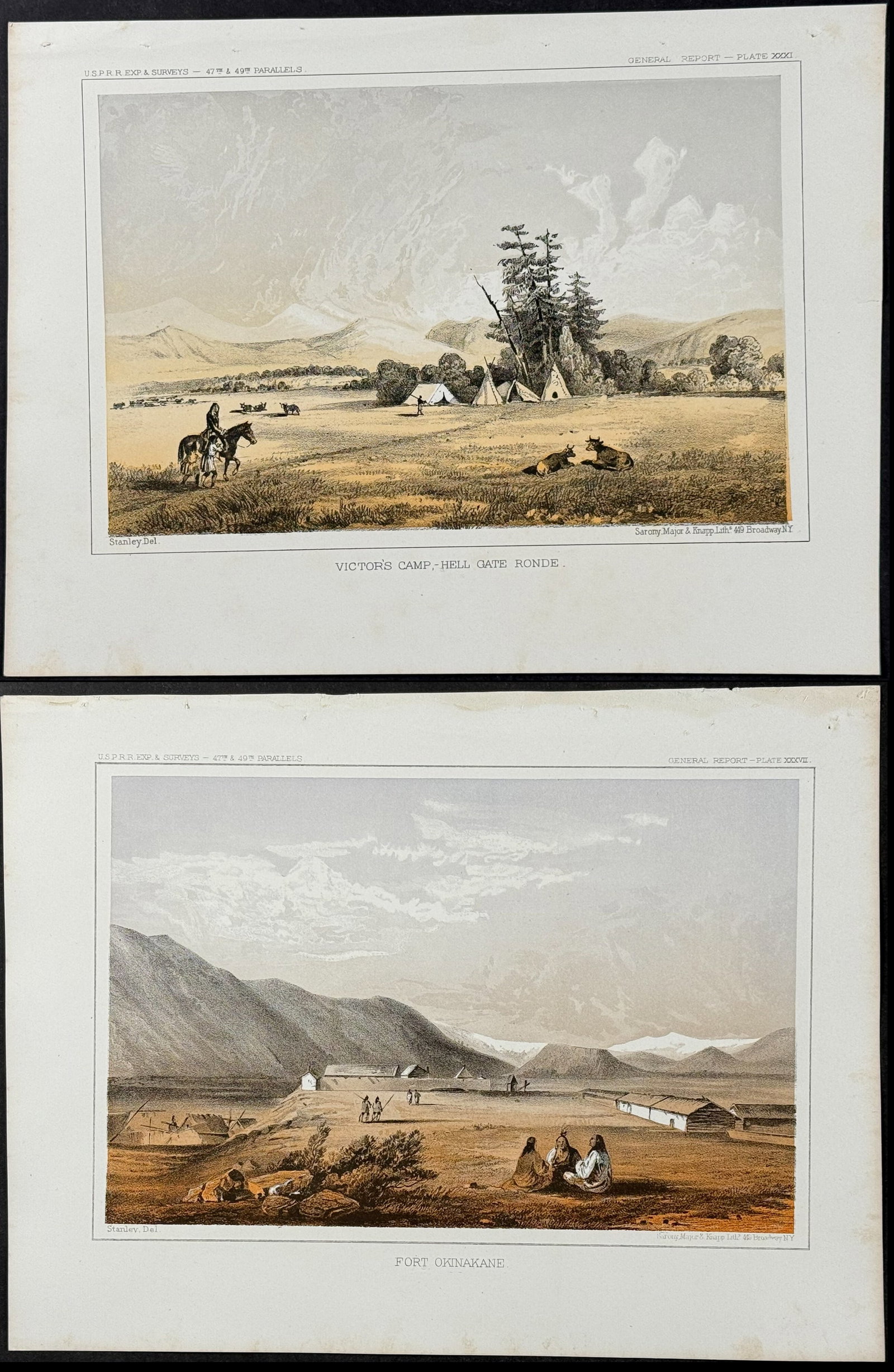 Pacific Railroad Survey - 4 Lithographs of Scenes of Western America or Early Native American Life (1 of 5)