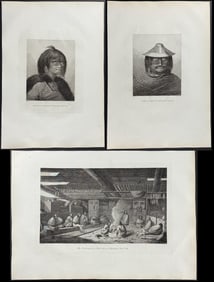 Captain Cook - 4 Folio Engravngs of Scenes in Nootka & Prince Williams's Sound