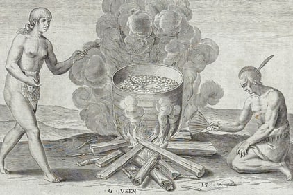 De Bry - Virginia - The boiling of their food in earthen pots