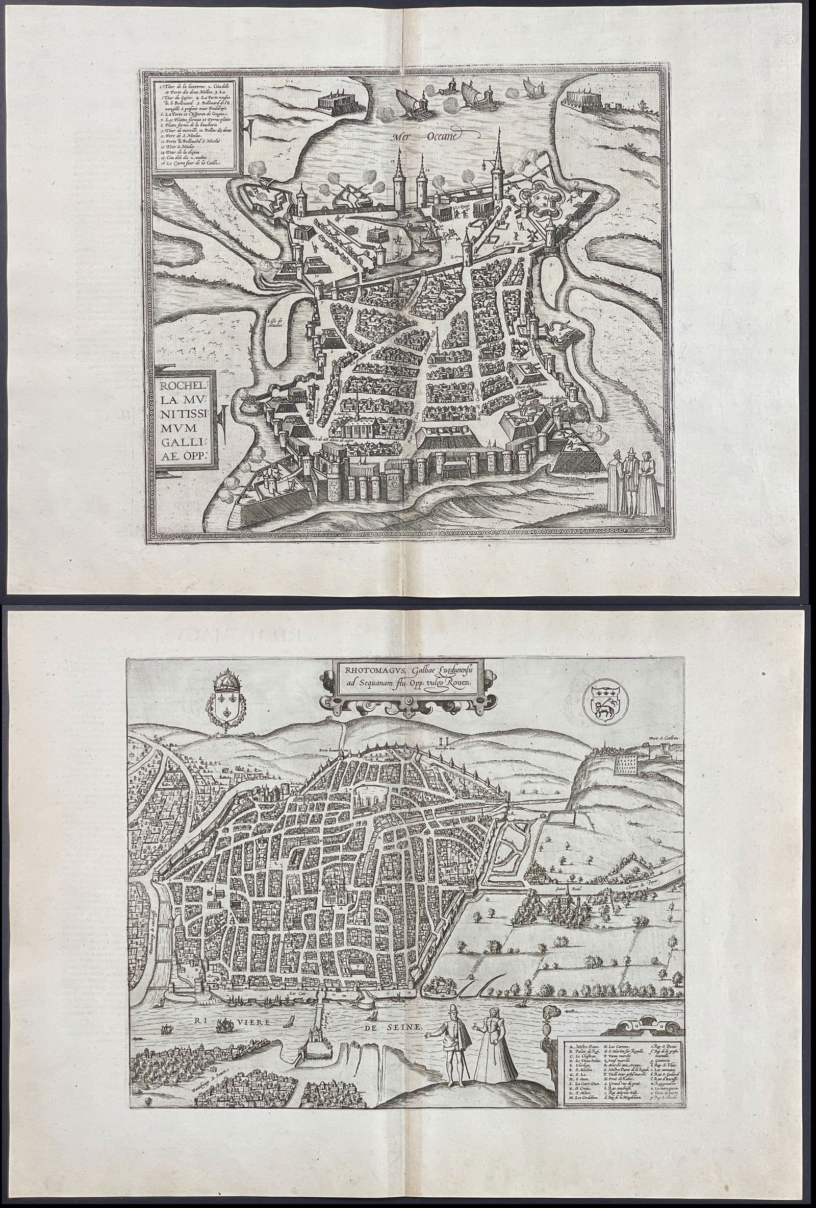 Braun & Hogenberg, pub. 1575 - 4 Engravings of Views of France