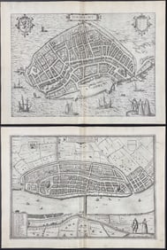 Braun & Hogenberg, pub. 1575 - 4 Engravings of Views of the Netherlands