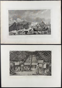 Captain Cook - 6 Folio Engravings of Landscapes and Interiors