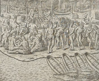 De Bry - Brazil - How the savages went to war, took me with them, and what happened along the way