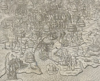 De Bry - Brazil - Description of the savages' fortifications and how they attacked us