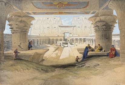 David Roberts - View from Under the Portico of the Temple of Edfou,Upper Egypt