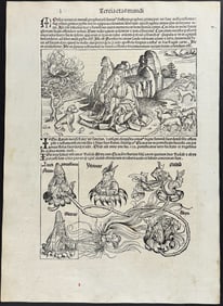 Schedel, pub. 1493 - Moses & The Burning Bush / Verso: Religious & Historic People