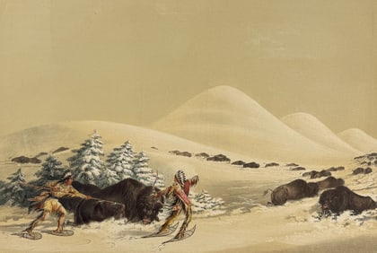 Catlin, On Card - Buffalo Hunt, On Snow Shoes