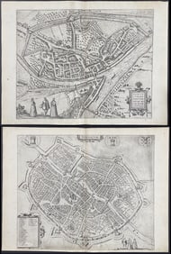 Braun & Hogenberg, pub. 1575 - 9 Engravings of Belgium City Views