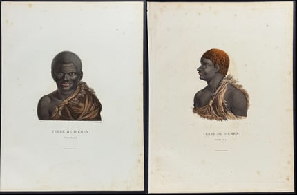 Peron & Freycinet - Pair of Engravings of Native People of Van Diemen's Land (New Holland or