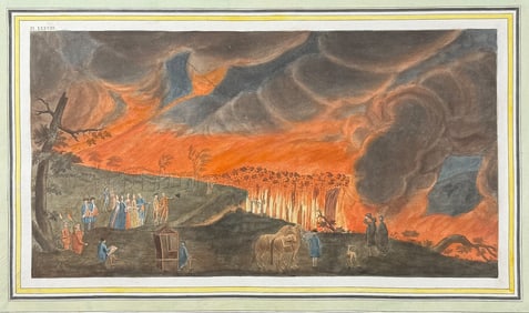 Hamilton & Fabris - A Night view of a current of lava, that ran from Mount Vesuvius towards Relina,