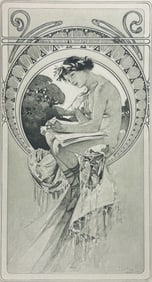 Mucha, Folio - Topless Woman Writing or Drawing. 7