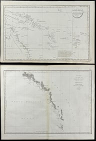 La Perouse - 5 Maps or Charts of America, Pacific, Korea