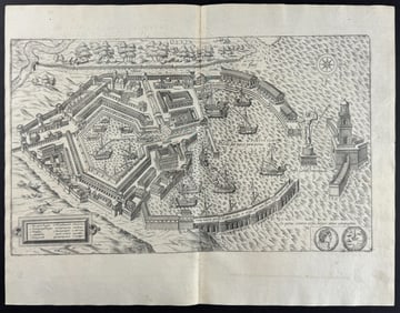 Braun & Hogenberg, pub. 1575 - View of Ostia, Italy