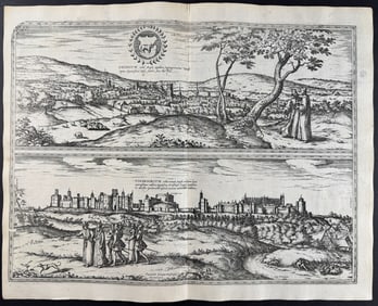 Braun & Hogenberg, pub. 1575 - Views of Oxford and Windsor Castle