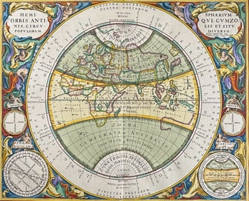 Cellarius - Map of the Eastern Hemisphere with Climate Zones [Hemisphaerium Orbis Antiqui Cumzonis