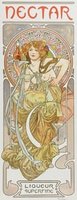 Mucha, Folio - Nectar Liqueur Advertisement: Illustration of Topless Woman. 14