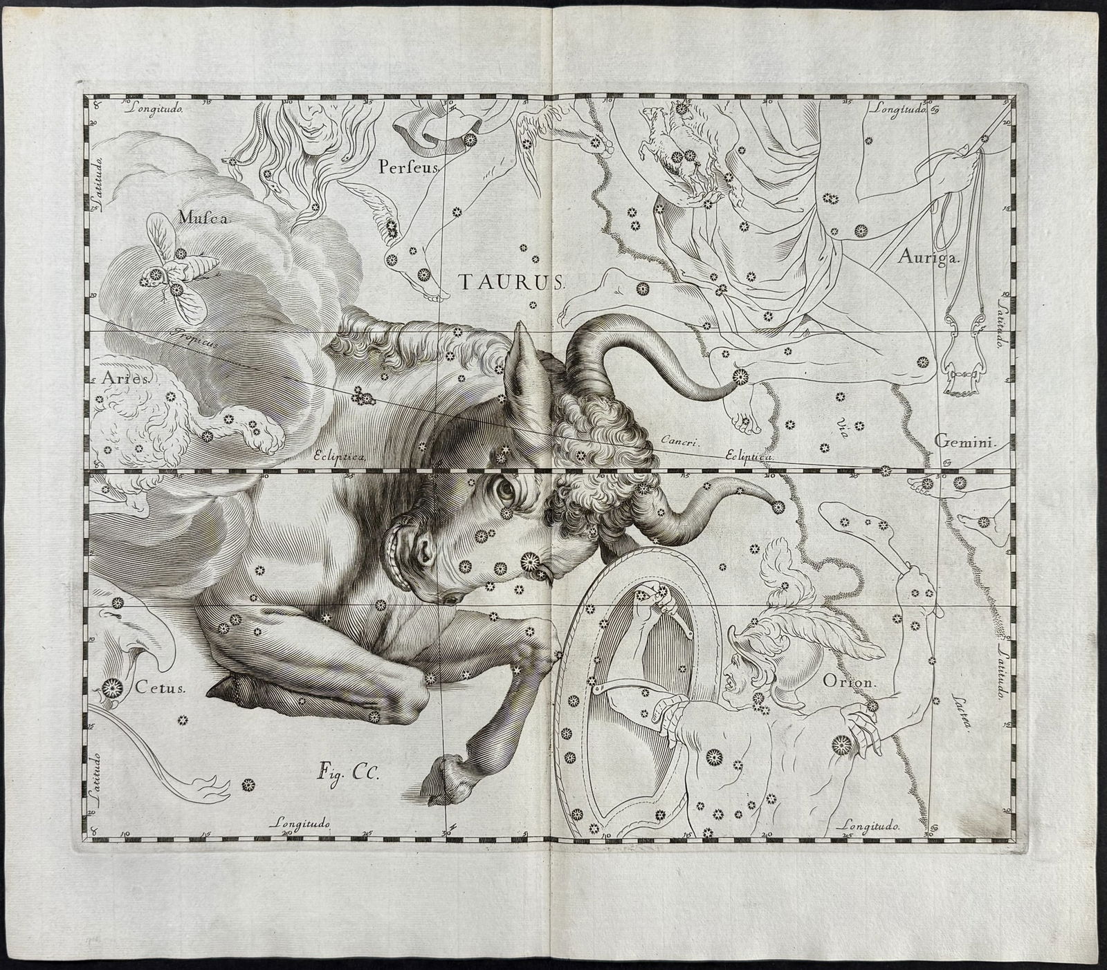 Hevelius - Constellation Chart: Taurus (Bull)