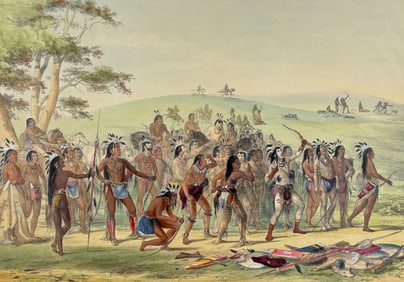 Catlin, On Card - Archery of the Mandans