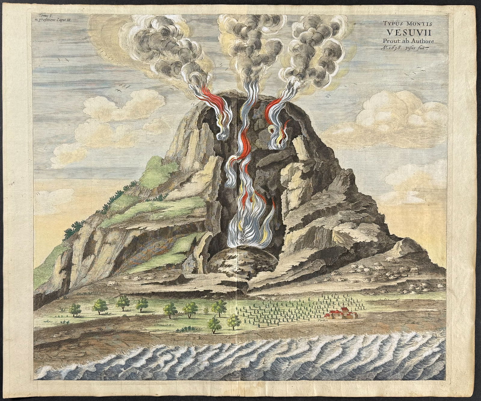 Kircher, pub. 1682 - Mount Vesuvius Erupting (1 of 1)
