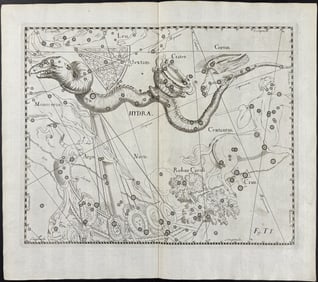Hevelius - Constellation Chart: Hydra, Argo Navis