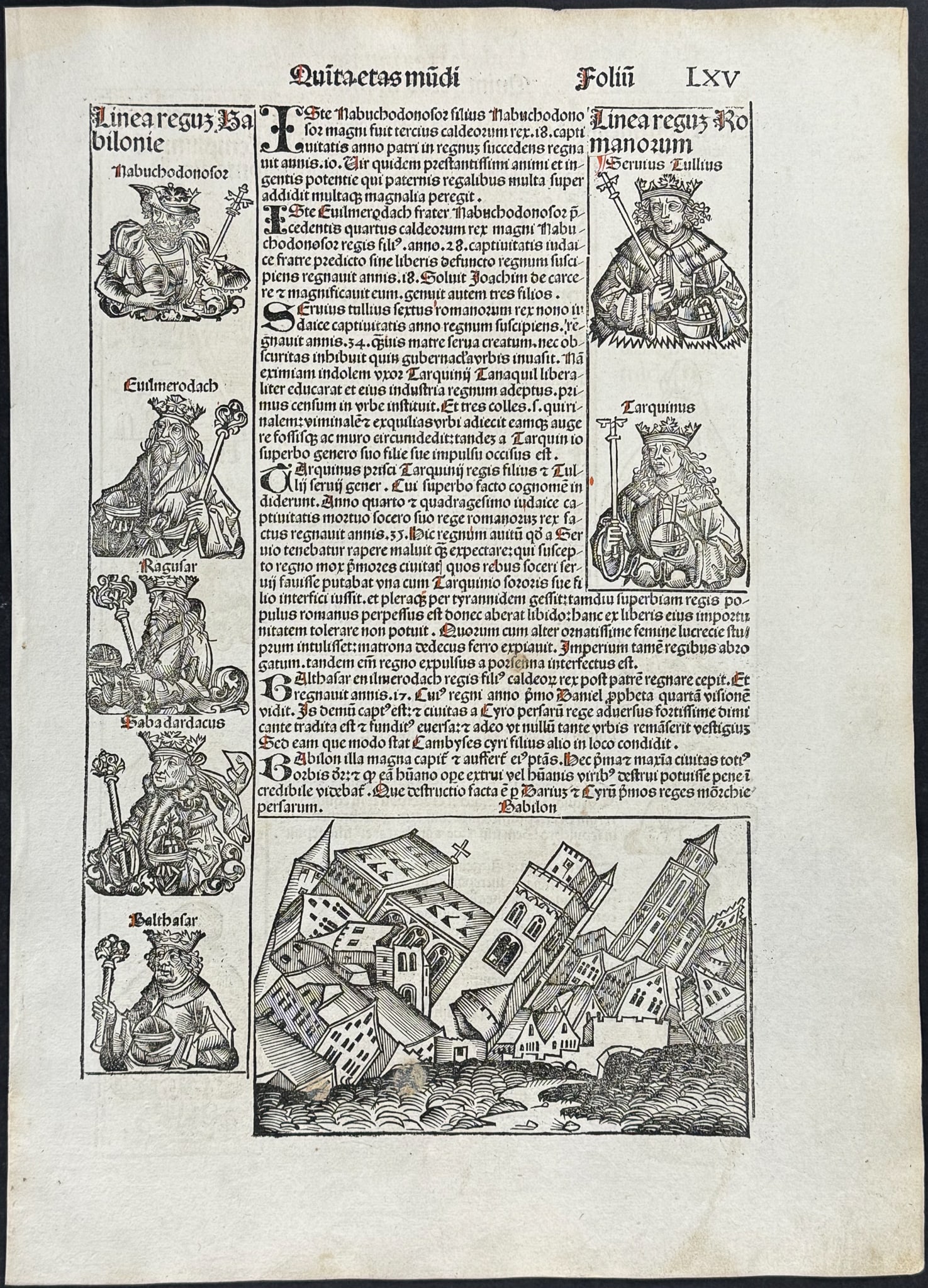 Schedel, pub. 1493 - Fall of Babylon & Religious & Historic People (1 of 2)