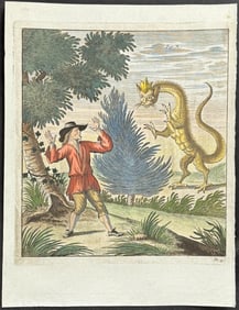Scheuchzer & Van der Aa - Dragon or Four-legged Serpent with Face of Mammal. 10
