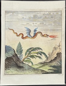 Scheuchzer & Van der Aa - Dragon or Winged Serpent breating Fire. 4