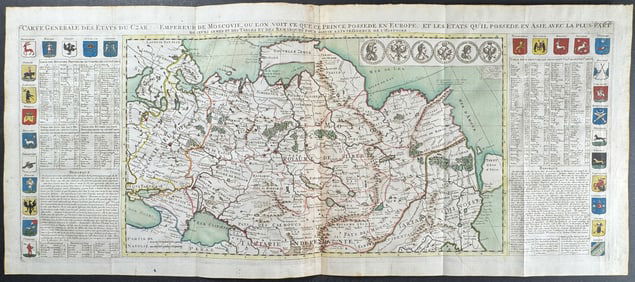 Chatelain - Map of Russia with Czars and Coats of Arms