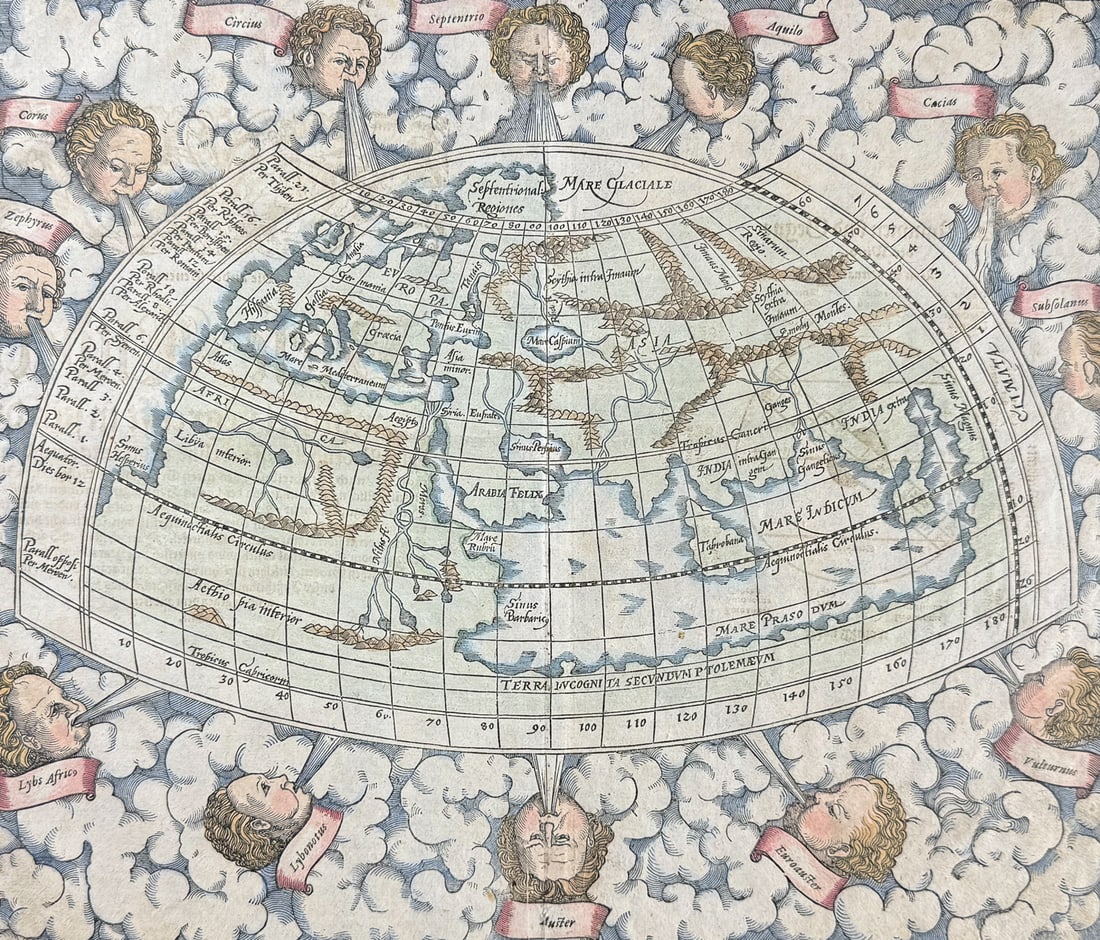 Munster, pub. 1598 - Map of the Ancient World (Africa, Europe, Asia) (1 of 3)