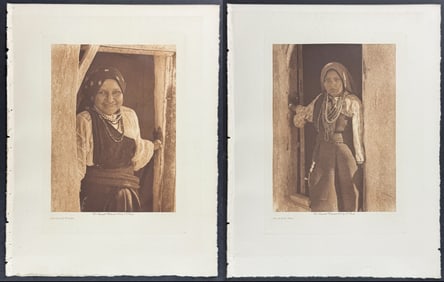 Edward Curtis - Pair of Photogravures An Isleta Woman & Girl