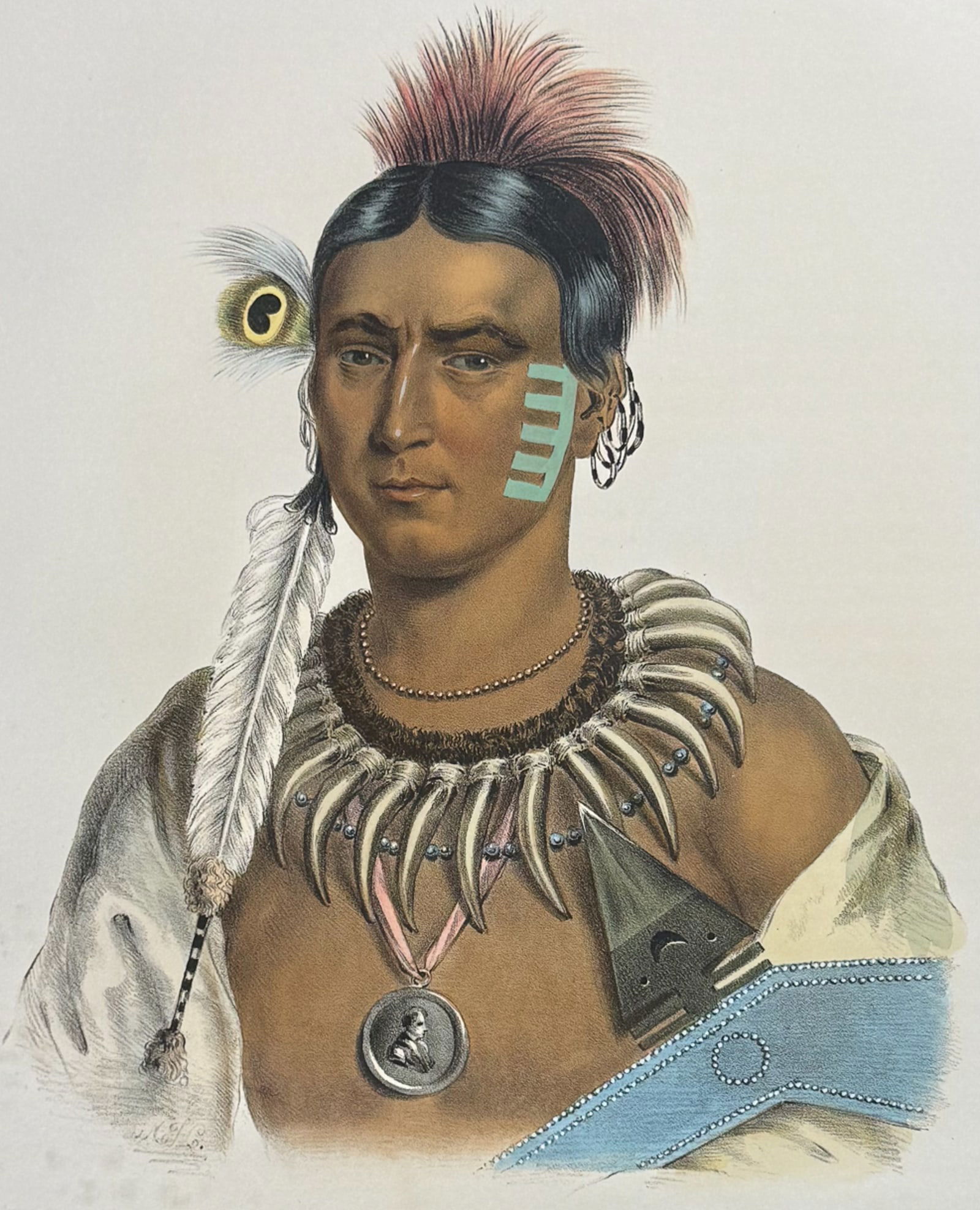 McKenney & Hall, Folio - Ma-Has-Kah, Chief of the Ioways (1 of 2)