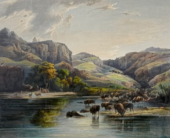 Karl Bodmer - Herd of Bisons & Elks on the Missouri. 47