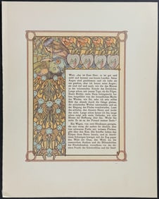 Mucha - Ornately Illustrated Page with Image and Text to each side