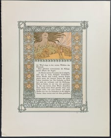 Mucha - Ornately Illustrated Page with Image and Text to each side
