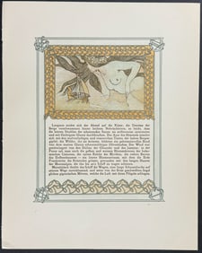 Mucha - Ornately Illustrated Page with Image and Text to each side