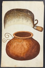 Original Watercolor of Coconut Harvesting Tools