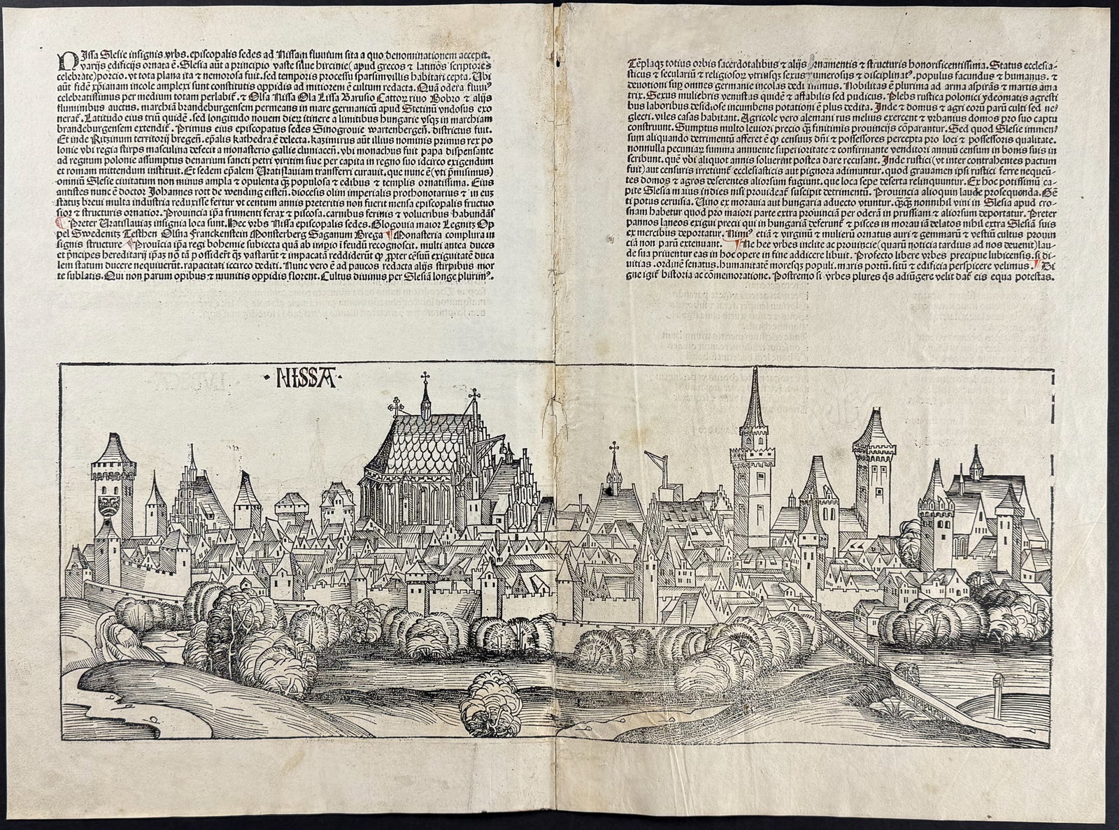 Schedel, pub. 1493 - View of Nysa (Nissa), Poland (Silesia) (1 of 2)