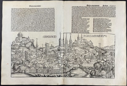 Schedel, pub. 1493 - View of Bamberg, Germany & Religious & Historic People