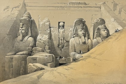 David Roberts - Front Elevation of the Great Temple of Aboo Simble, Nubia