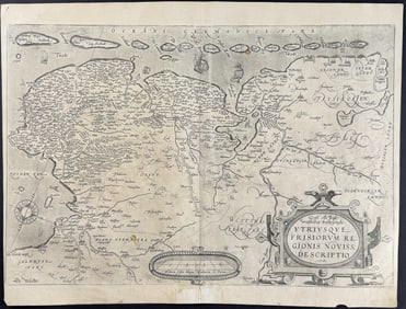 Ortelius, pub. 1575 - Map of Friesland, Netherlands