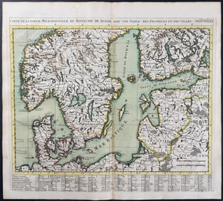 Chatelain - Map of Scandinavia (Norway, Denmark, Sweden) & Finland with Baltic Sea, Gulf of Finland,