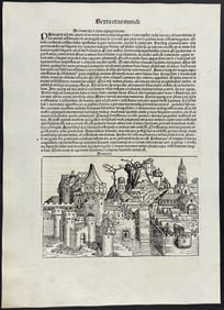 Schedel, pub. 1493 - View of Damiata, Egypt & Religious & Historic People